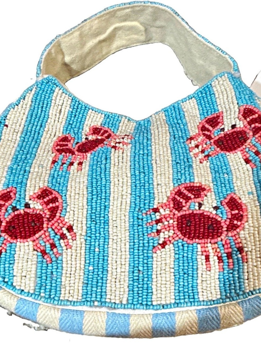 lulu NWT Beaded Crab Stripe Shoulder Bag - Blue & Red